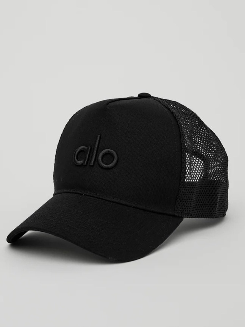ALO Yoga Black Logo Mesh Trucker Cap for Men